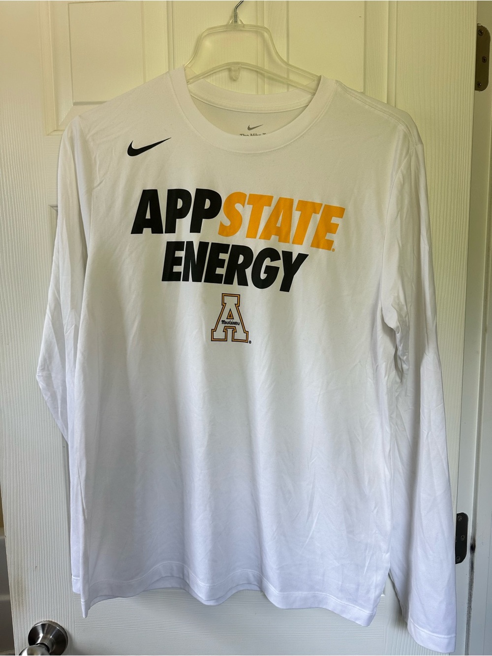 Appalachian State Nike White Dri-FIT Long Sleeve Tee App State Energy Large